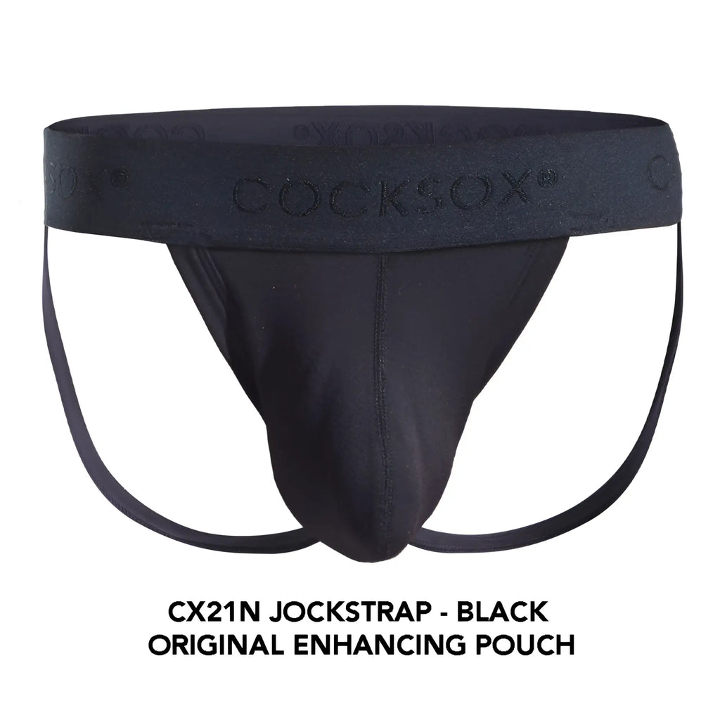 Black cocksox cx21n jockstrap in black with original enhancing pouch for comfortable support and enhancement