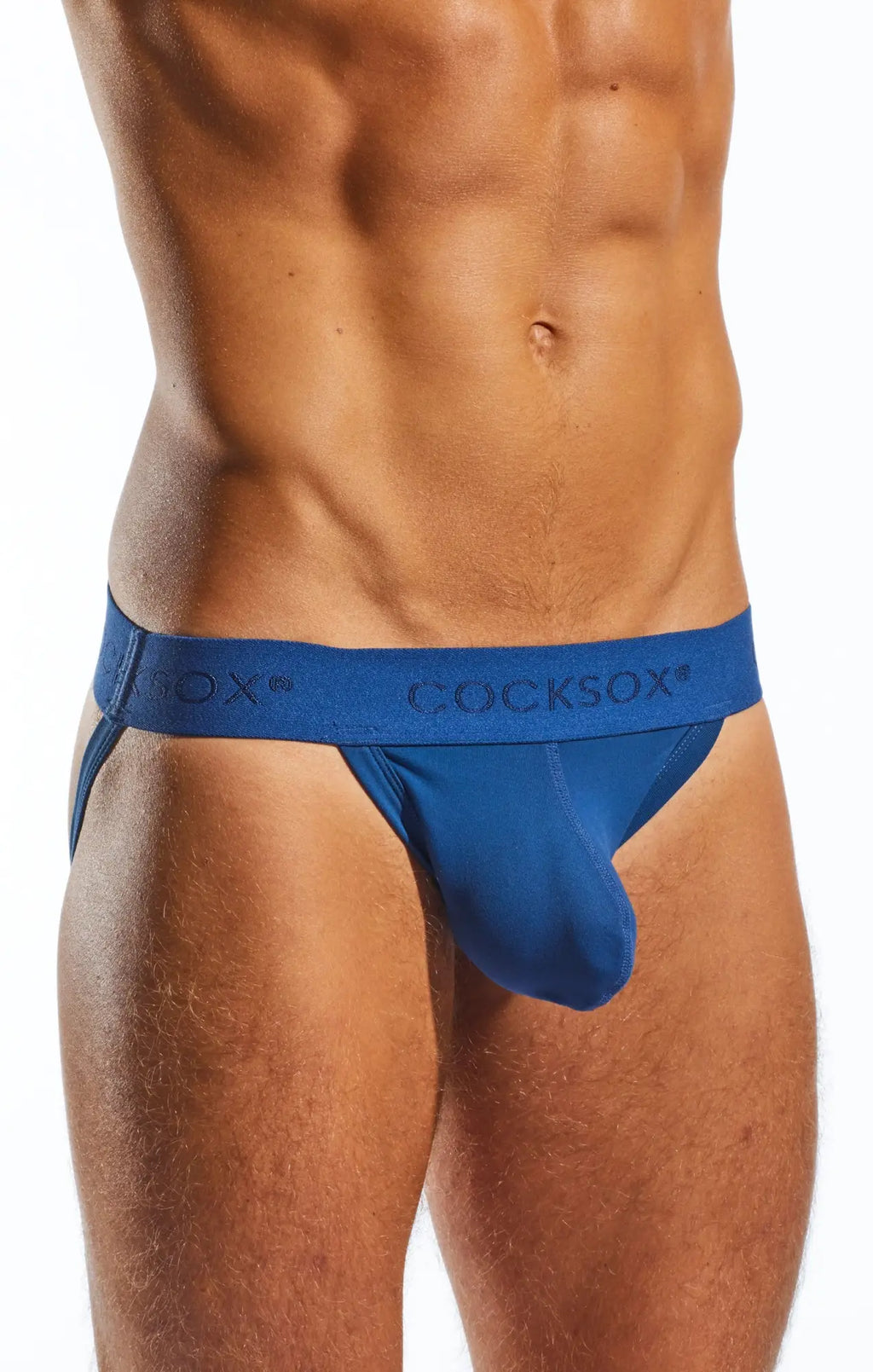 Blue cocksox cx21n jockstrap with smooth form-fitting design in blue for comfortable support and style