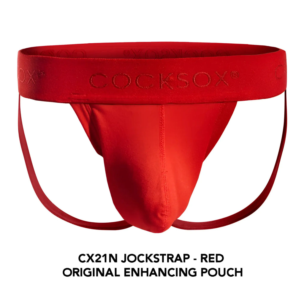 Red cocksox cx21n jockstrap with original enhancing pouch in vibrant red for comfortable support and style