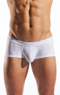 White ribbed textured mens briefs with contoured design and elastic waistband cx68lux semi sheer trunk