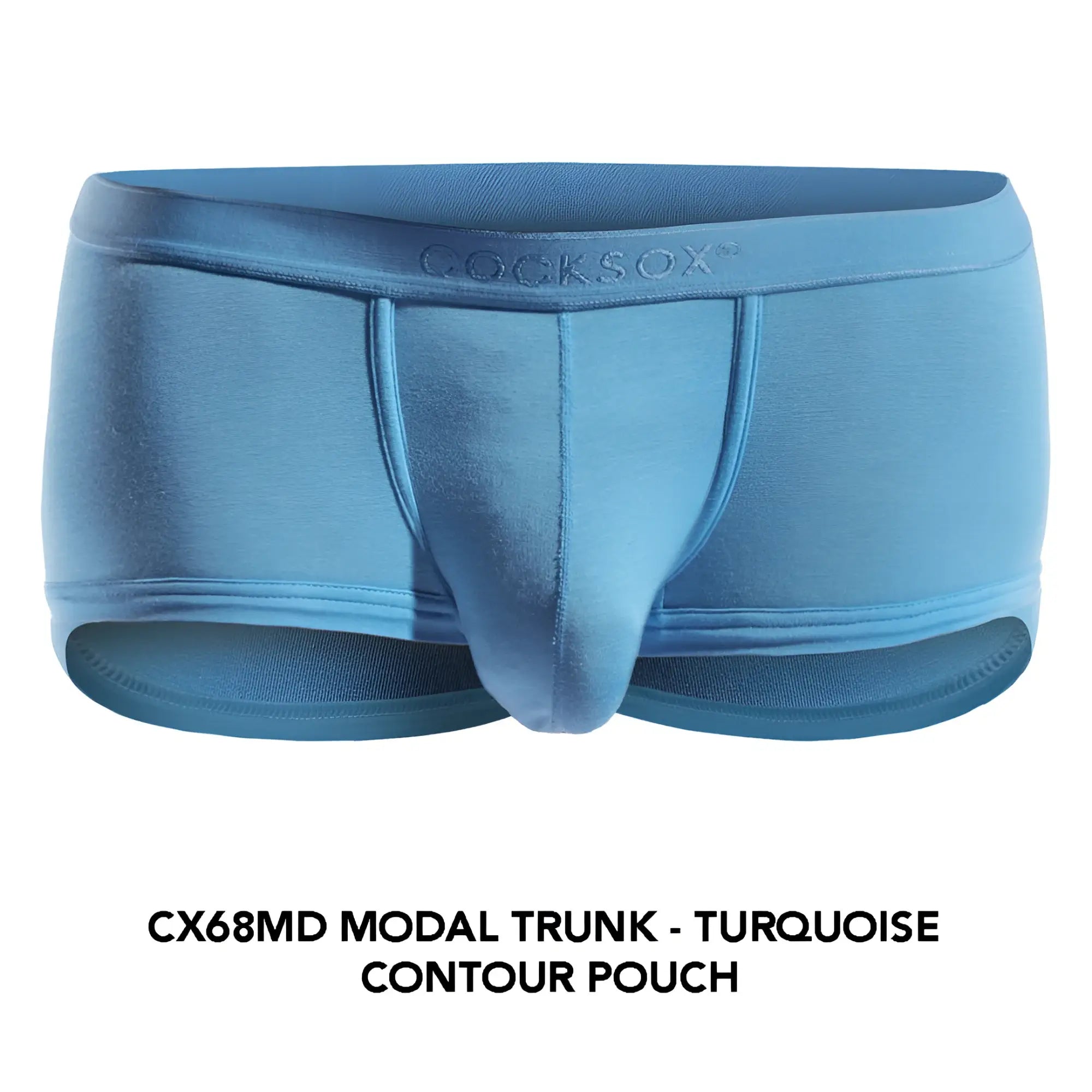 Turquoise modal cx68md trunk with contour pouch and cooksox embroidered waistband for comfortable wear