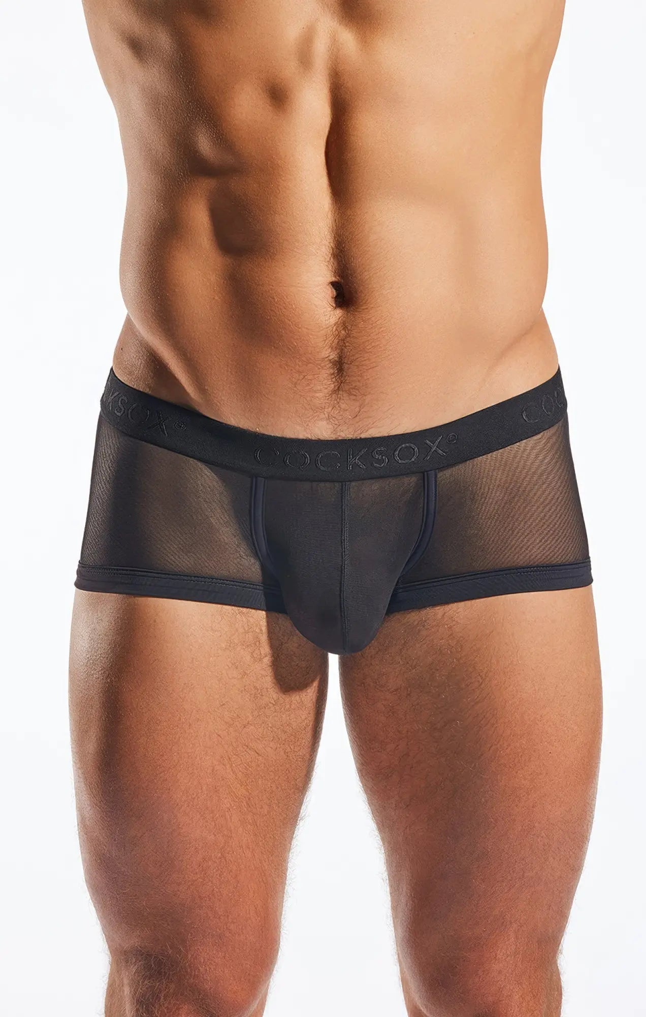 Black mesh briefs cx68me mesh trunk with solid black front panel and locksox embroidered waistband