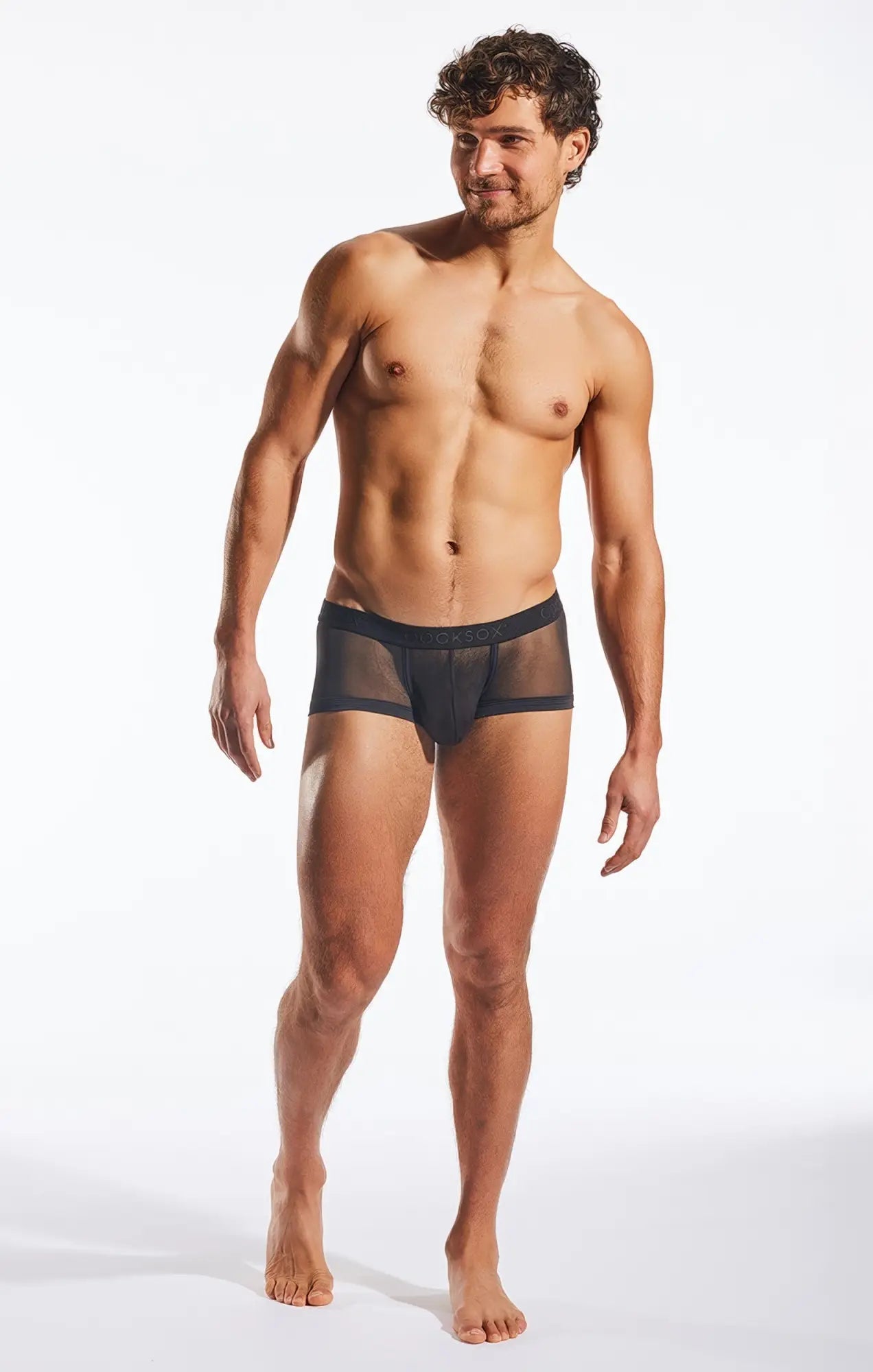 Black mesh briefs cx68me mesh trunk featuring solid black waistband and breathable mesh fabric