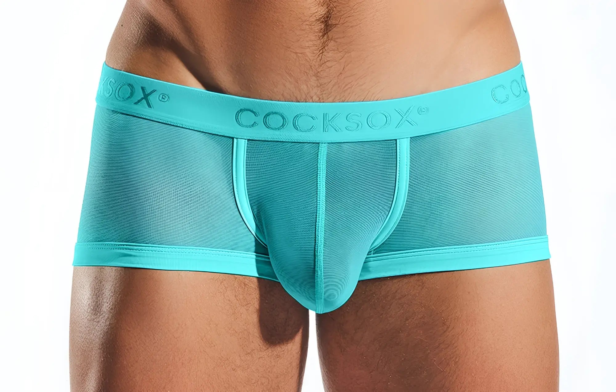 Cocksox men’s turquoise mesh briefs cx68me mesh trunk with supportive contoured design and breathable fabric