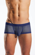 Navy blue mesh briefs with a solid coopsox waistband featuring breathable fabric in the cx68me mesh trunk design