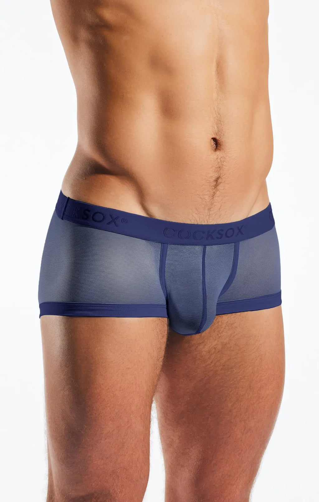 Navy blue mesh briefs cx68me mesh trunk with solid waistband and leg openings breathable underwear design