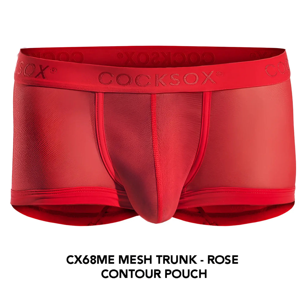 Red cocksox cx68me mesh trunk in red with contour pouch design featuring breathable mesh fabric