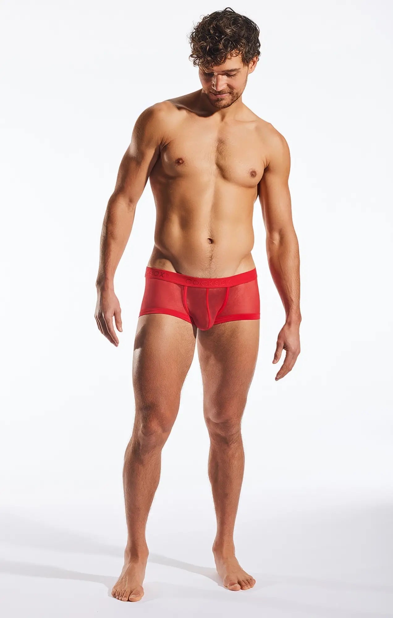 Red sheer mesh briefs cx68me mesh trunk featuring breathable red sheer mesh fabric for comfortable wear