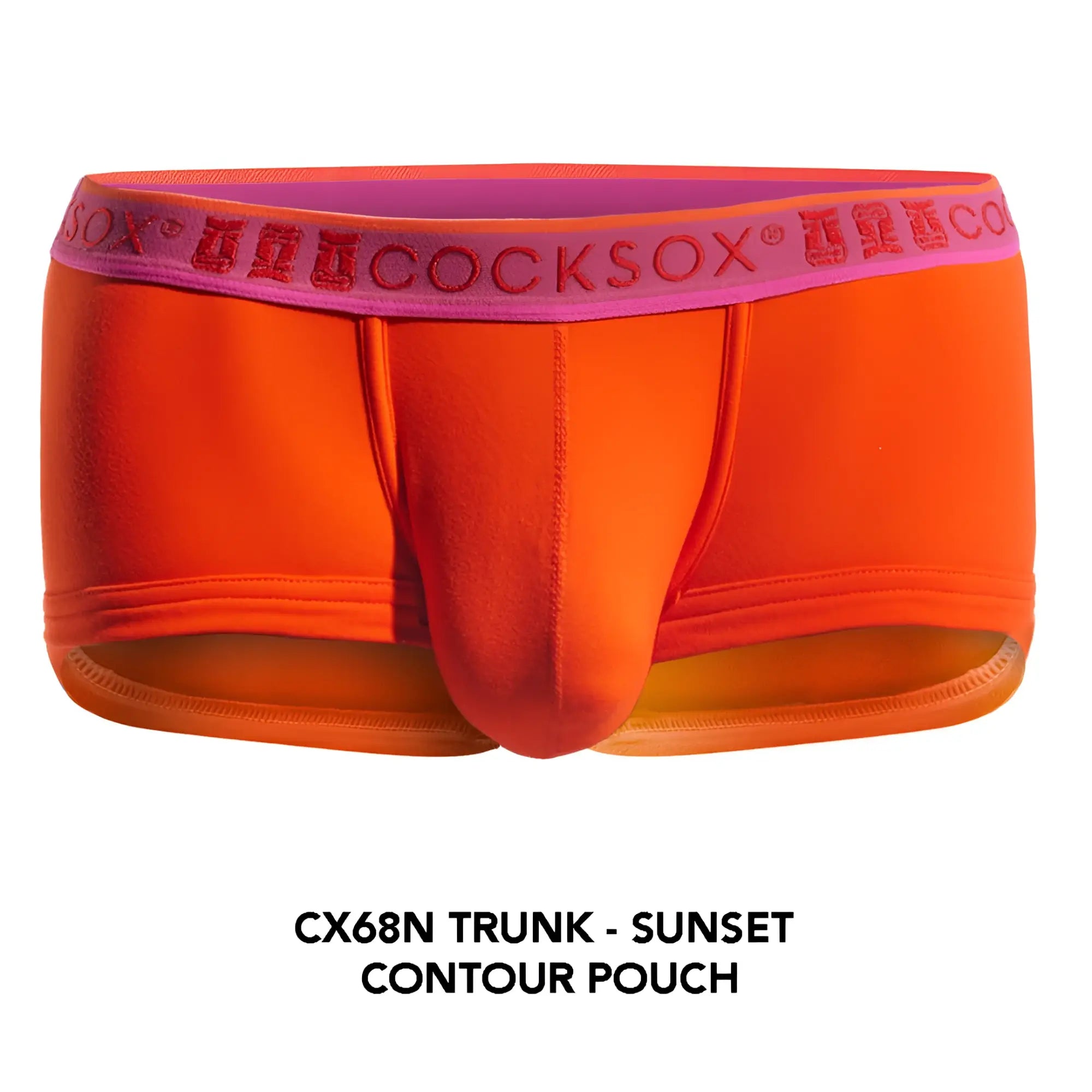 Orange cocksox cx68n men’s trunk with pink waistband and matching logo for comfortable everyday wear