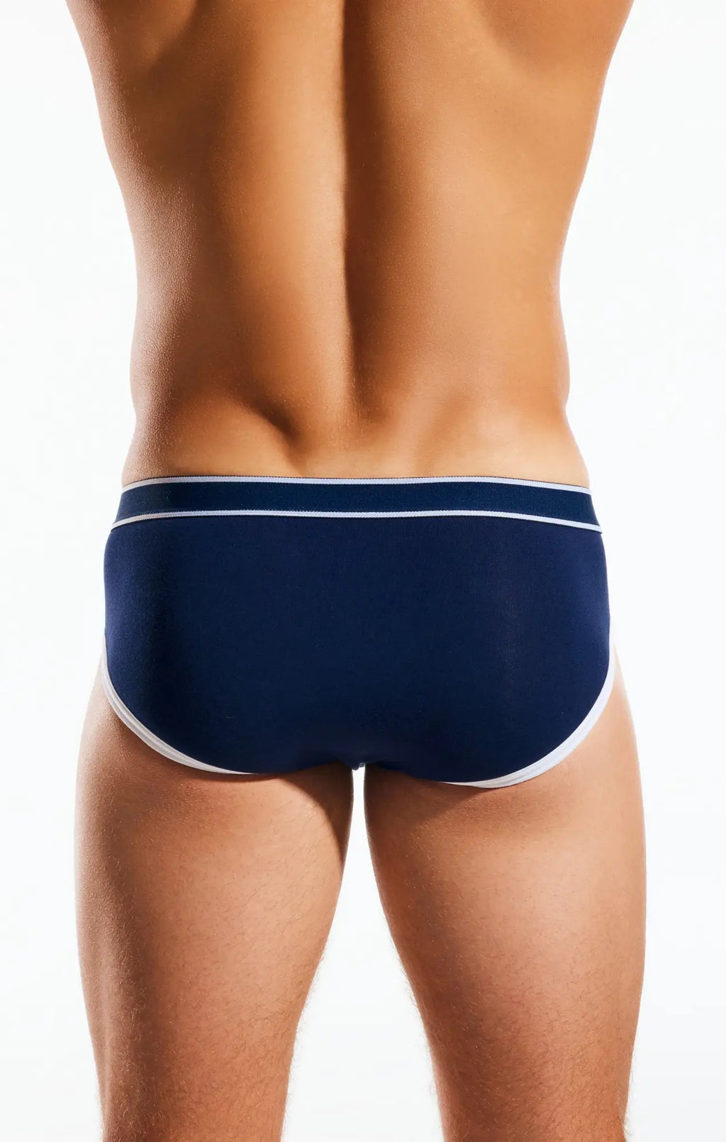Navy blue cx76bb sports briefs with white trim designed for athletic support and comfort