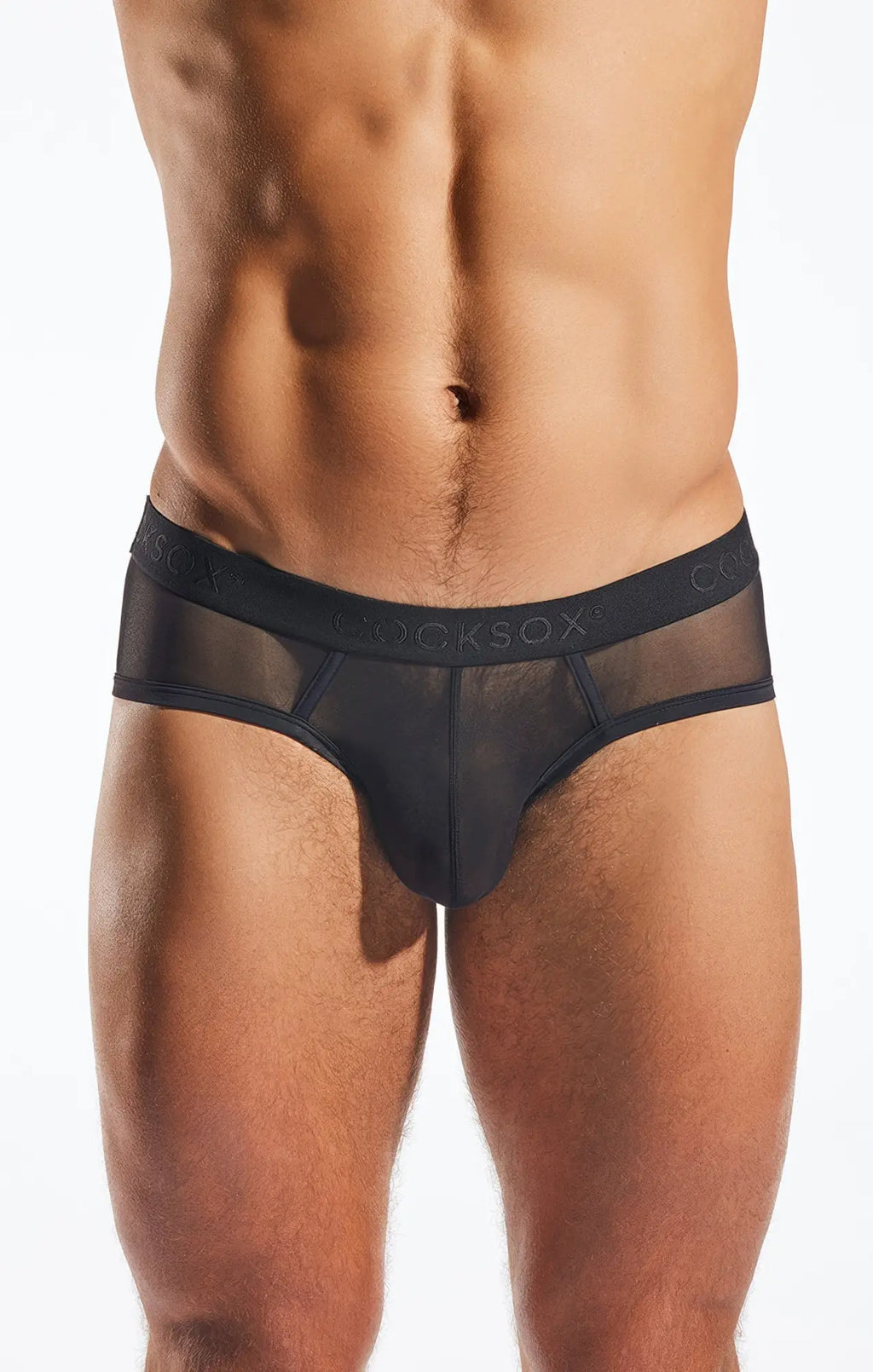 Black mesh sports briefs cx76me with branded waistband designed for breathable comfort and active wear