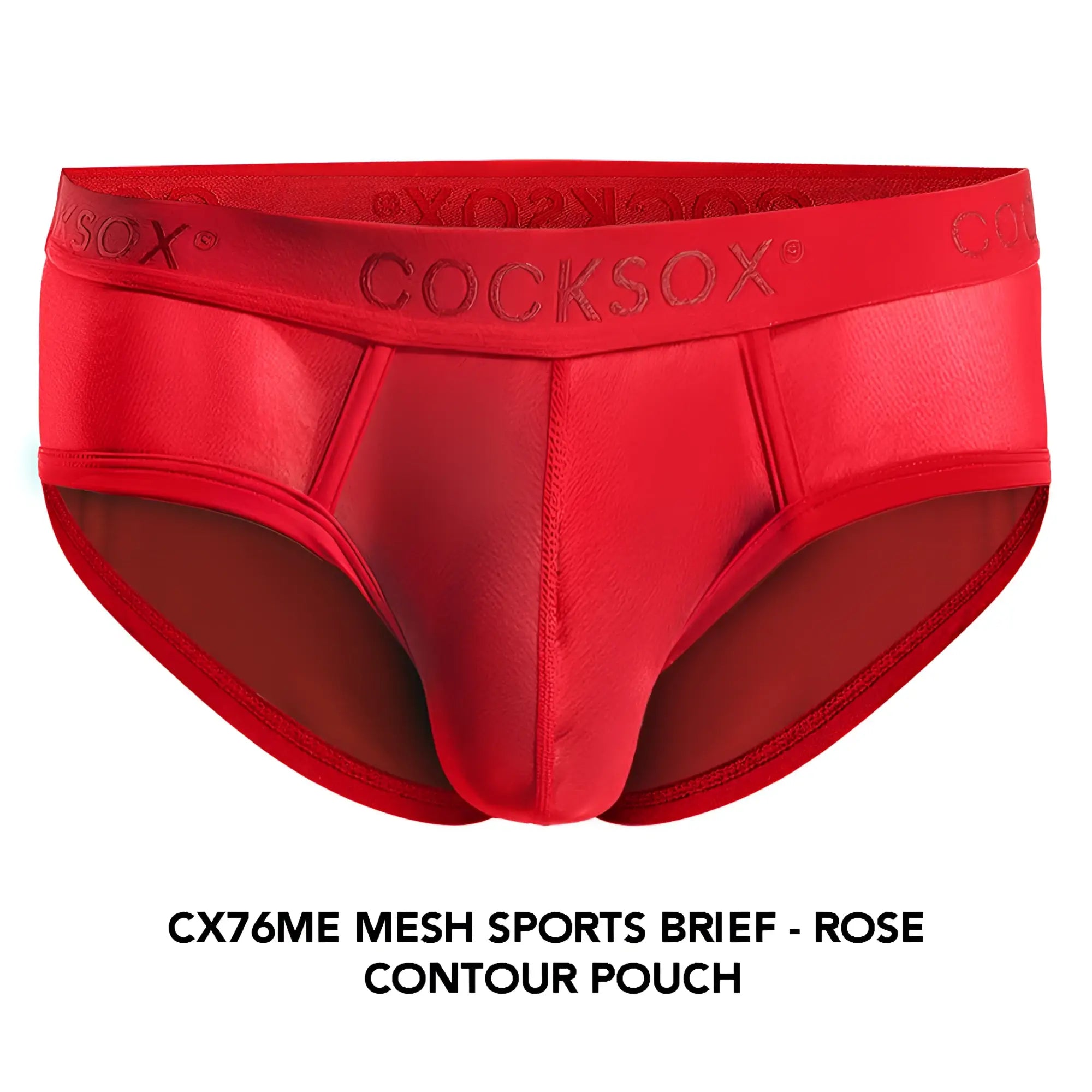 Red cocksox cx76me mesh sports brief with rose contour pouch design made from breathable mesh material