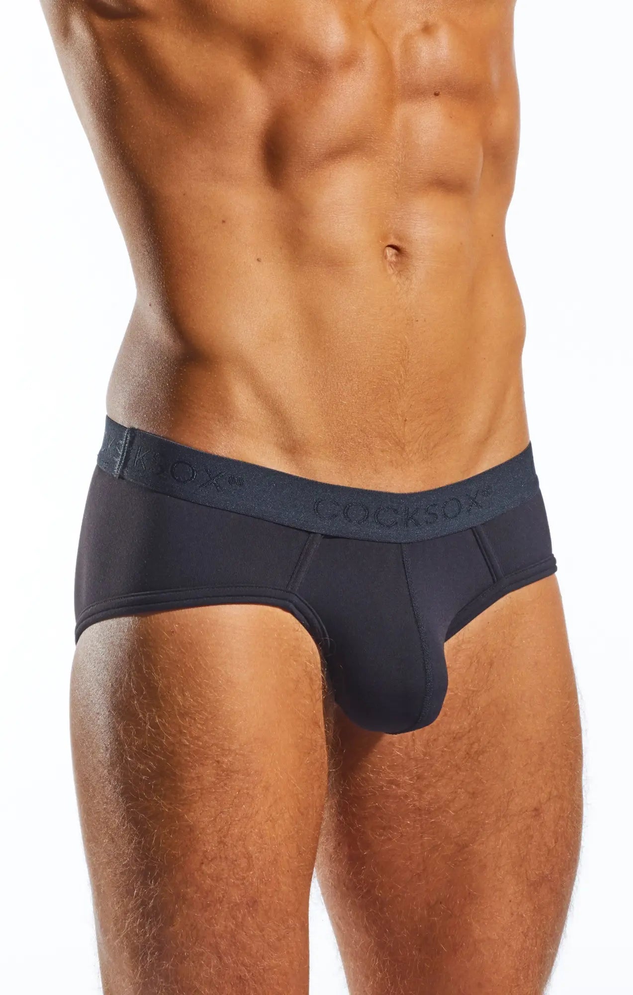 Black cockson cx76n sports briefs in black feature smooth form fitting fabric and a subtle logo band