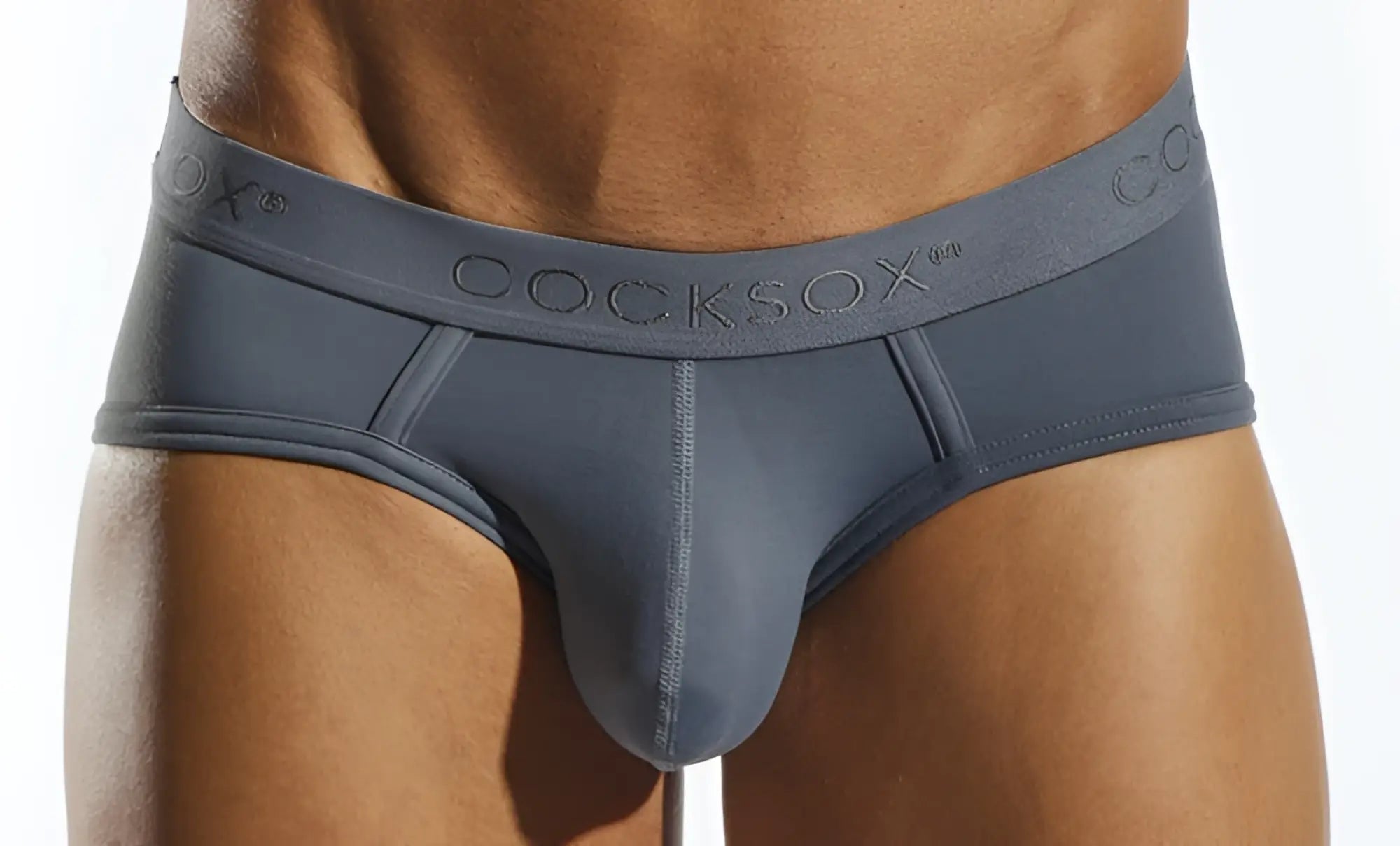 Gray cocksox men’s briefs cx76n sports brief with smooth form-fitting design and subtle logo on waistband