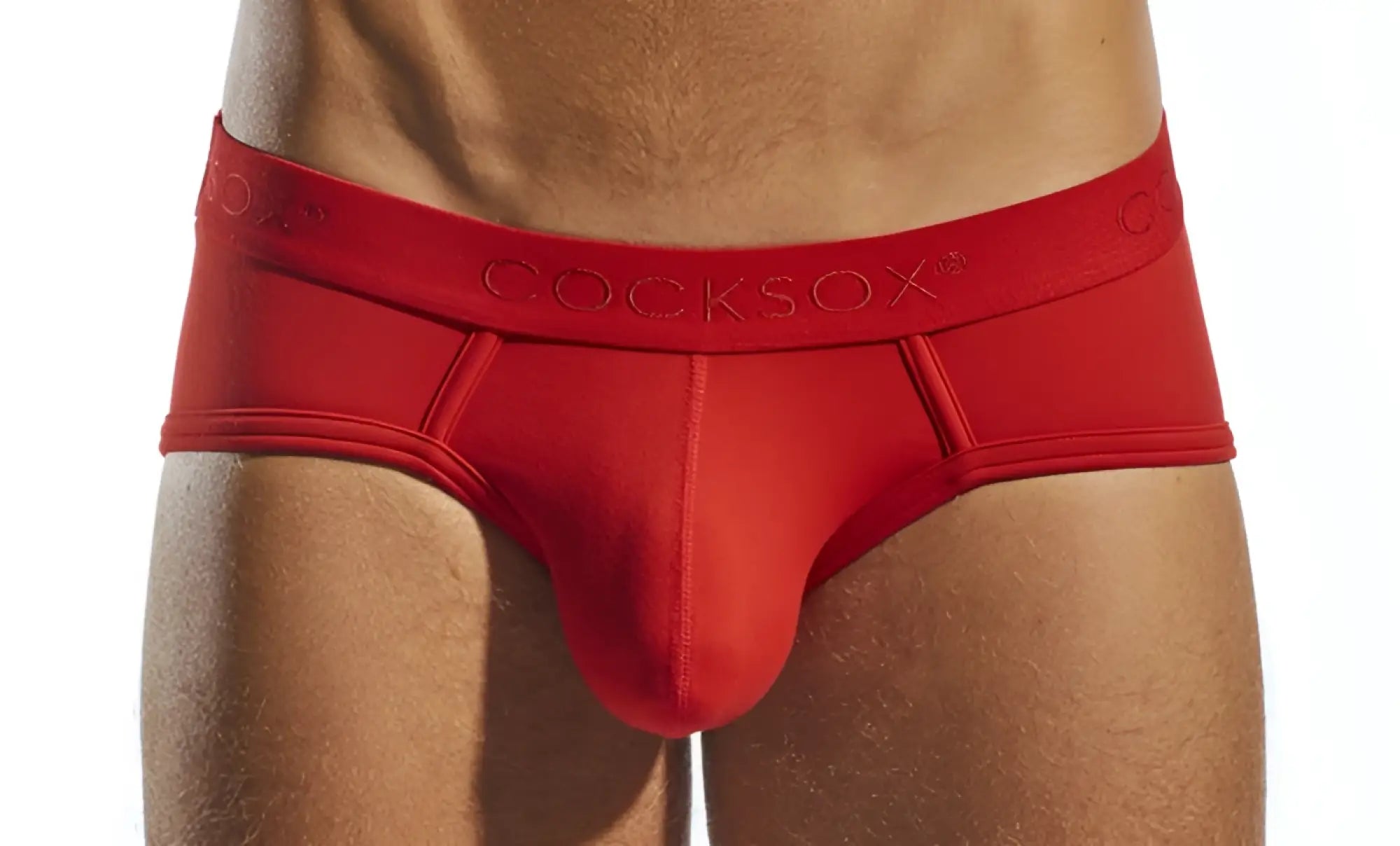 Red cocksox cx76n sports brief men’s smooth form-fitting red briefs with elastic waistband for active wear