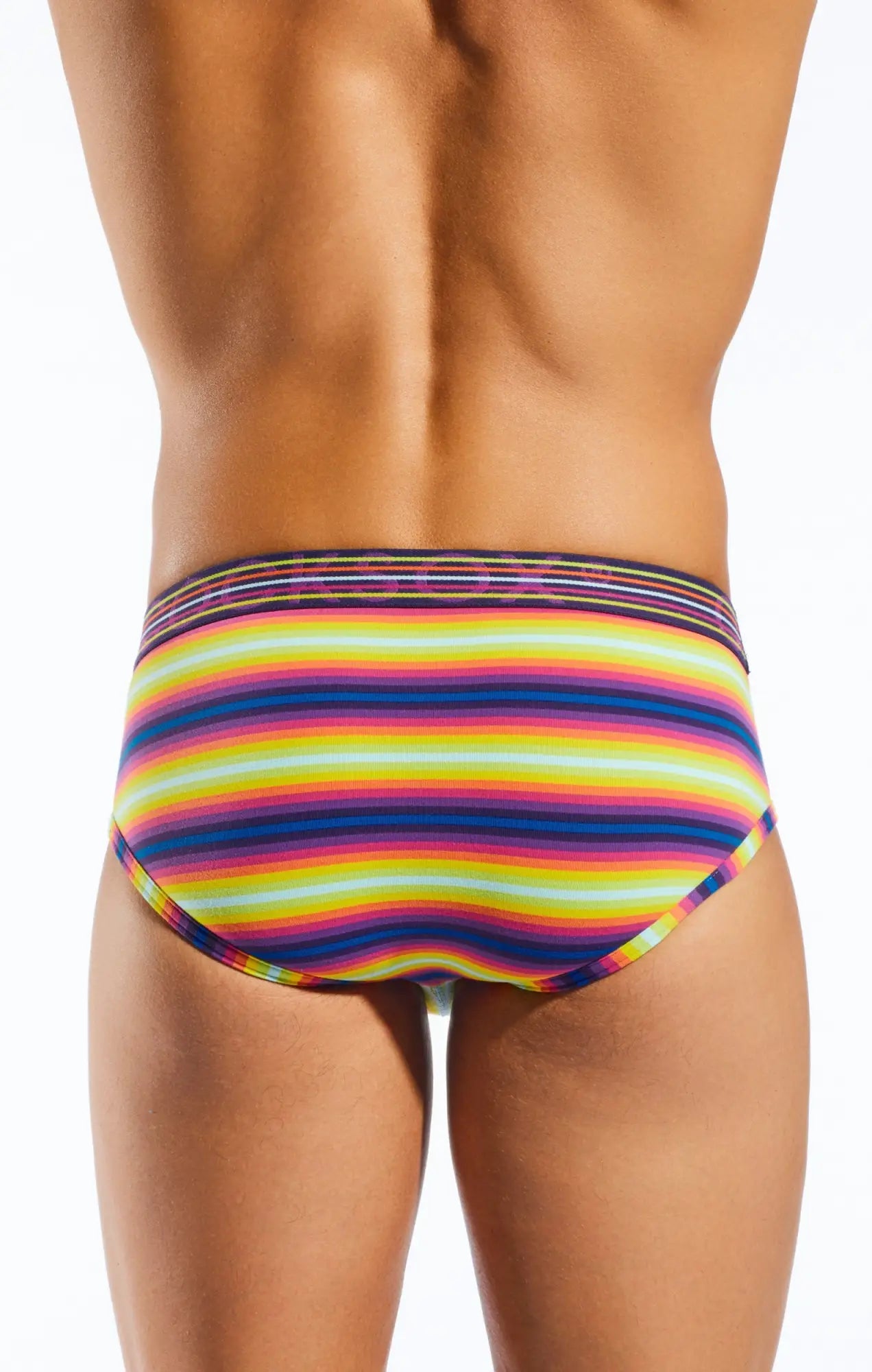 Cx76n sports brief vibrant rainbow-striped men’s briefs with snug elastic waistband for comfortable support
