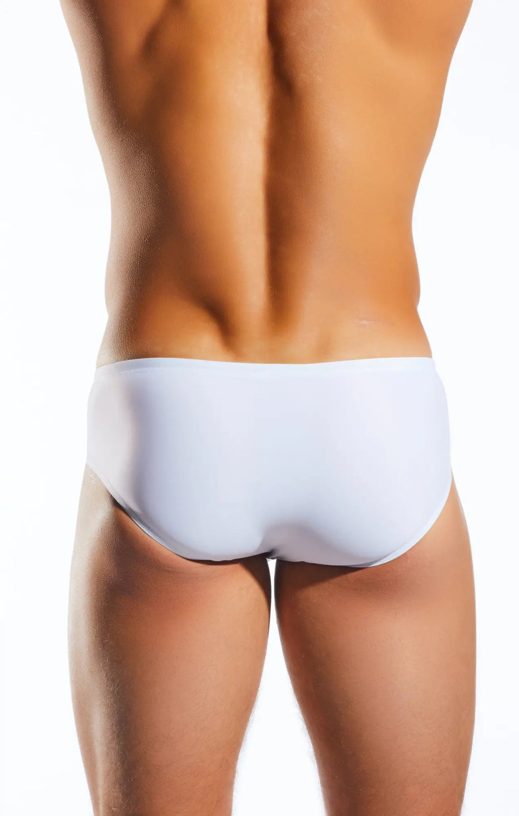 White cx79 boy leg swim brief with smooth form-fitting design ideal for comfortable swimwear use