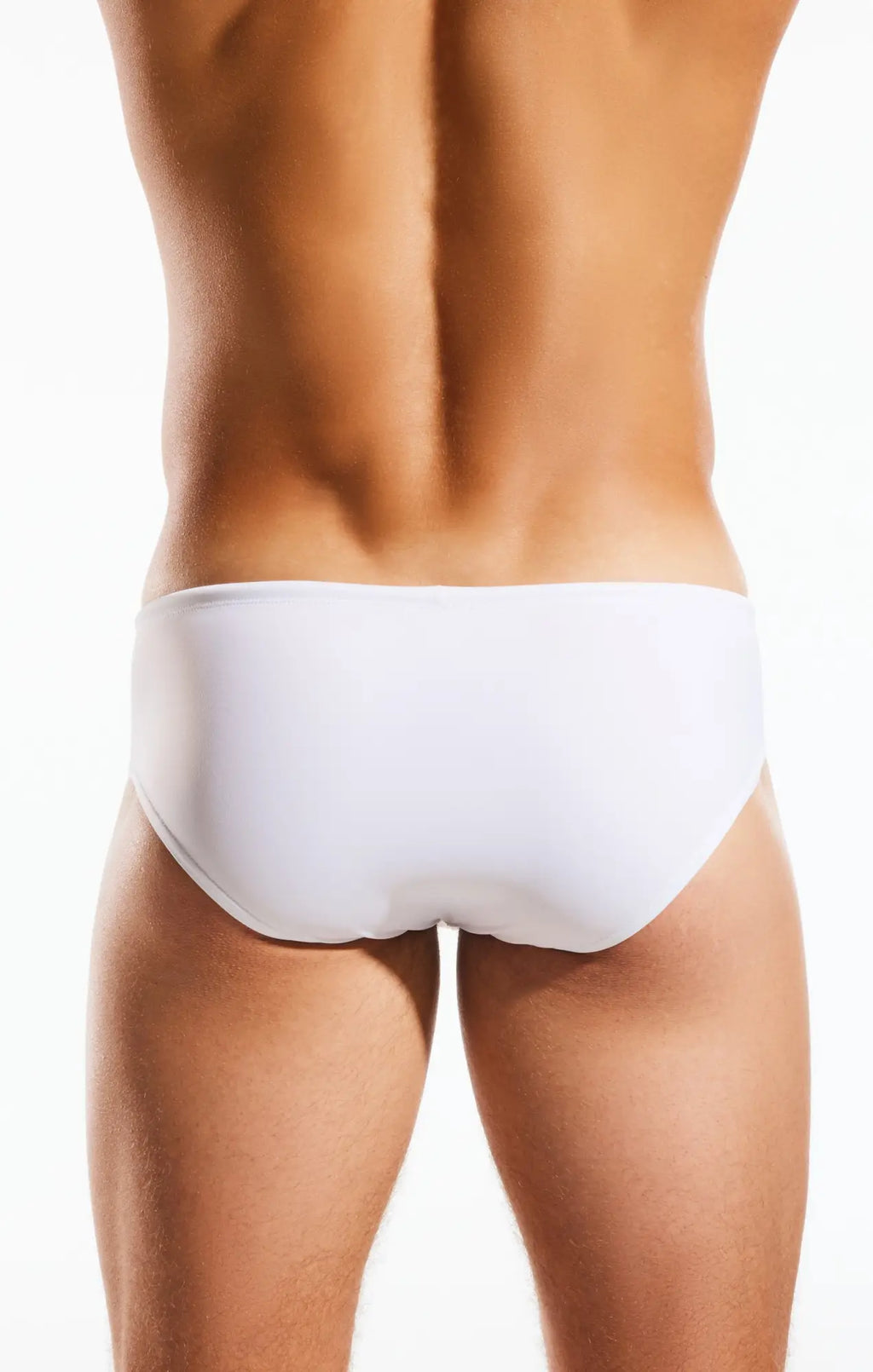 White cx79 boy leg swim brief with smooth form-fitting design ideal for comfortable swimwear use