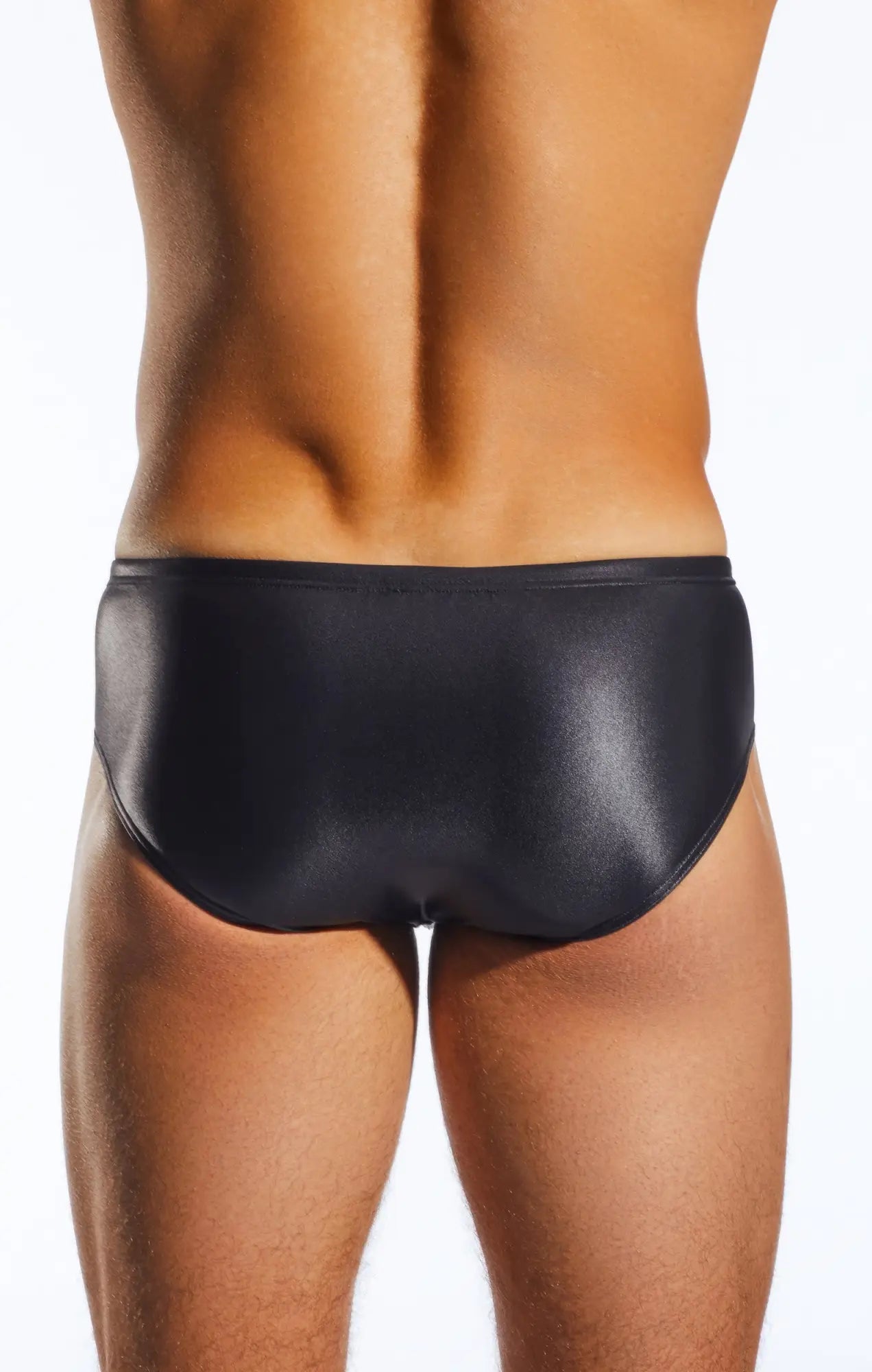 Black glossy boy leg swim brief cx79gs with sleek form-fitting design ideal for swimming and beachwear