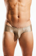 Tan metallic cx79gs boy leg swim brief with sleek form-fitting design for comfortable swimwear use