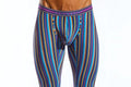Vibrant striped men’s boxer briefs cx92 long john with bold blue purple orange vertical stripes
