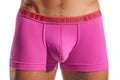Bright pink men’s cx94 boxer briefs with orange waistband and red cocksox brand name for comfortable wear