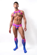Cybertech brief vibrant pink and blue athletic underwear with geometric pattern for active wear