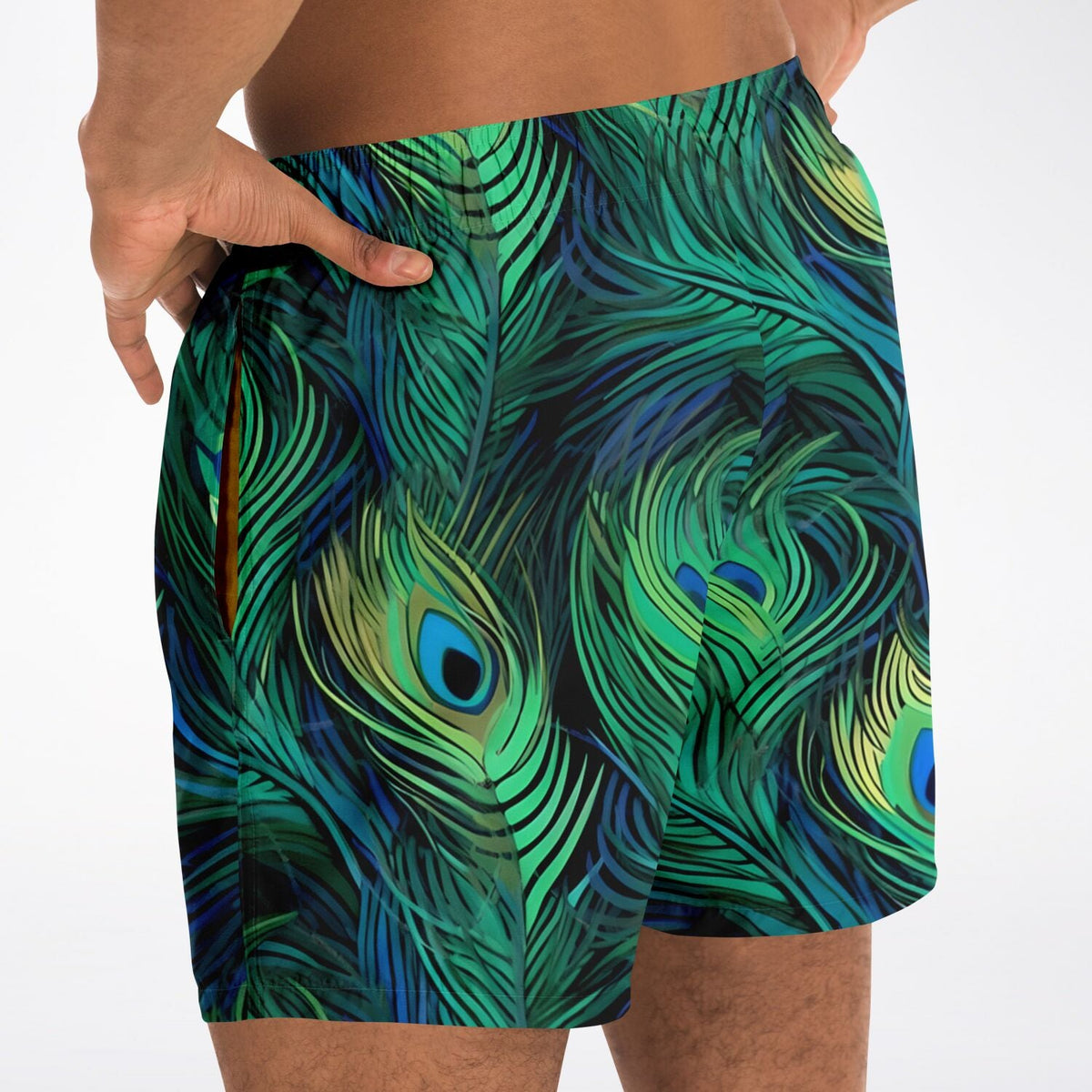 Maris Equi Peacock Feather Print Swim Shorts / Trunks for Men