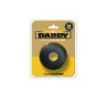 Black liquid silicone chub up bulge ring packaged in cardboard and yellow box from daddy black collection