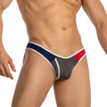 Navy blue gray and red panelled daddy brand men’s briefs with white trim in daddy dde061 jockstrap style