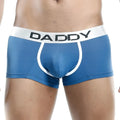 Blue daddy daddy ddg001 boxer trunk briefs in blue with white elastic waistband and trim for comfortable wear