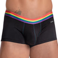Black daddy brand briefs daddy ddg011 boxer with vibrant rainbow-striped elastic waistband and subtle teal stitching