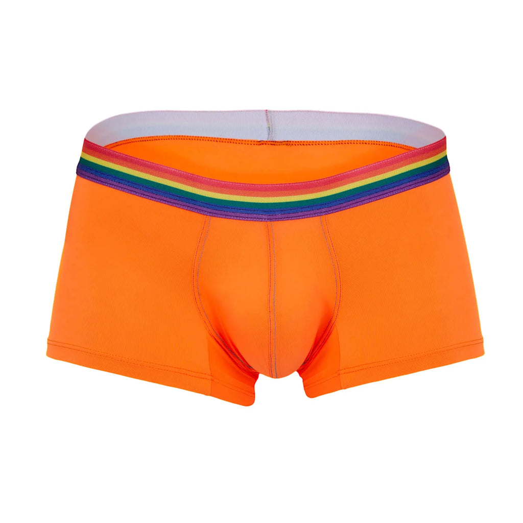 Daddy DDG011 boxer bright orange men’s briefs with rainbow-striped elastic waistband for comfortable fit