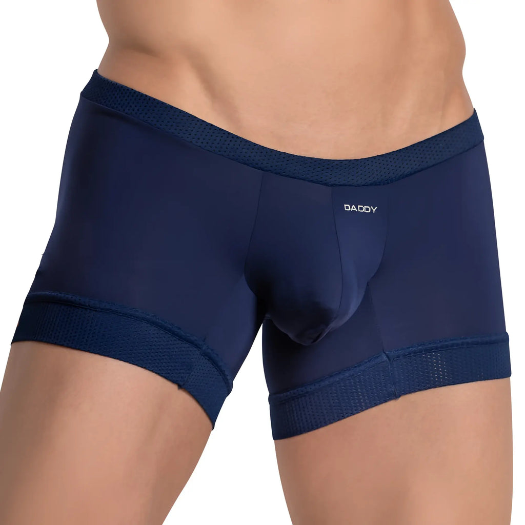 Navy blue daddy ddg016 boxer brief with mesh trim and supportive design for comfortable daily wear