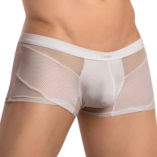 White mesh briefs with a solid white waistband featuring the caddy brand name from daddy ddg017 boxer trunk