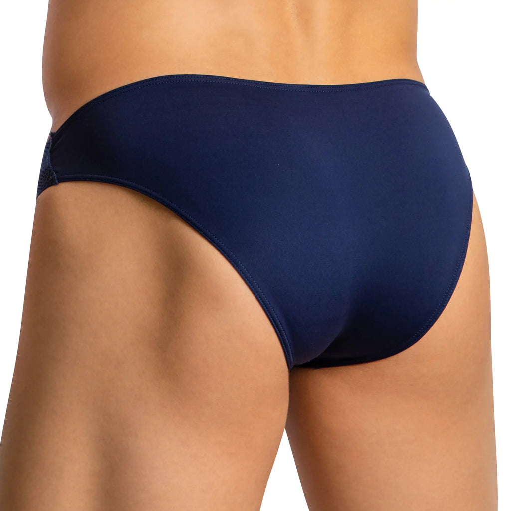 Navy blue Daddy DDI017 bikini briefs with subtle textured trim on the side made from soft breathable fabric