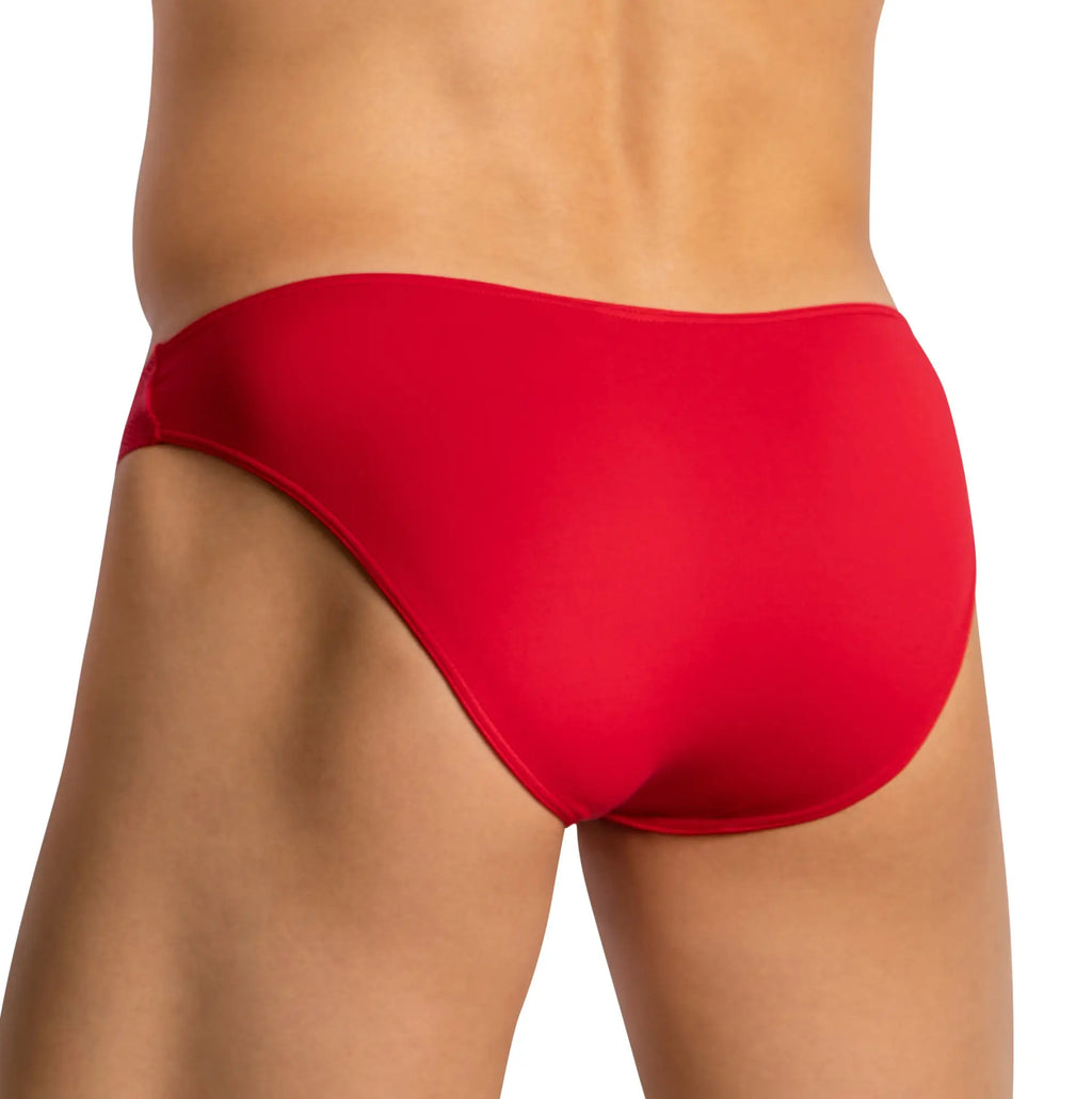 Red smooth-textured men’s briefs daddy ddi017 bikini made from soft fabric for comfortable daily wear
