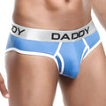 Blue daddy daddy ddj005 briefs in blue with white trim and silver waistband featuring black daddy lettering