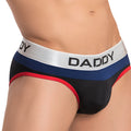 Black navy blue and red daddy ddj013 men’s briefs with silver waistband and bold daddy lettering