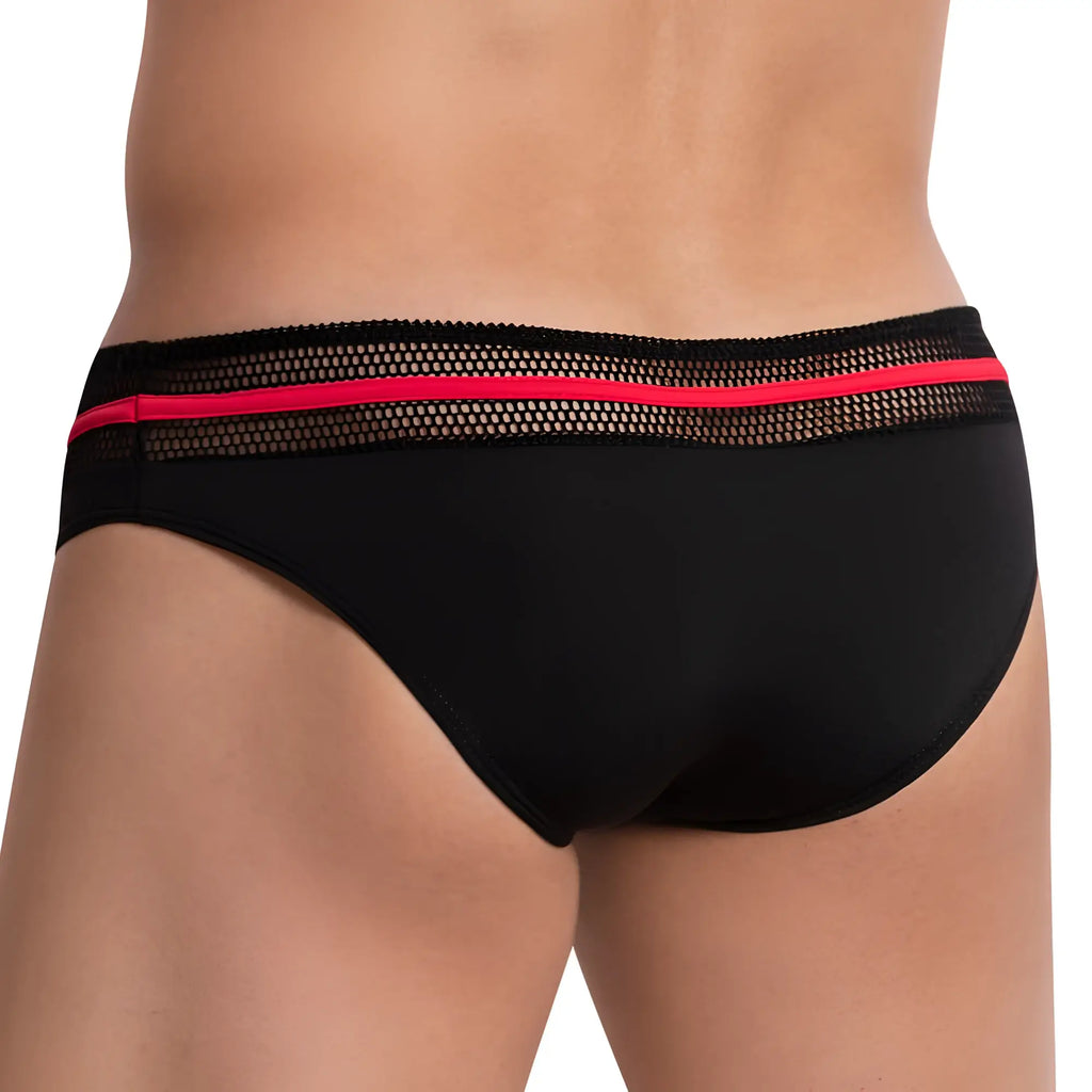 Black Daddy DDJ017 brief with a mesh waistband and vibrant pink stripe detailing for comfortable daily wear
