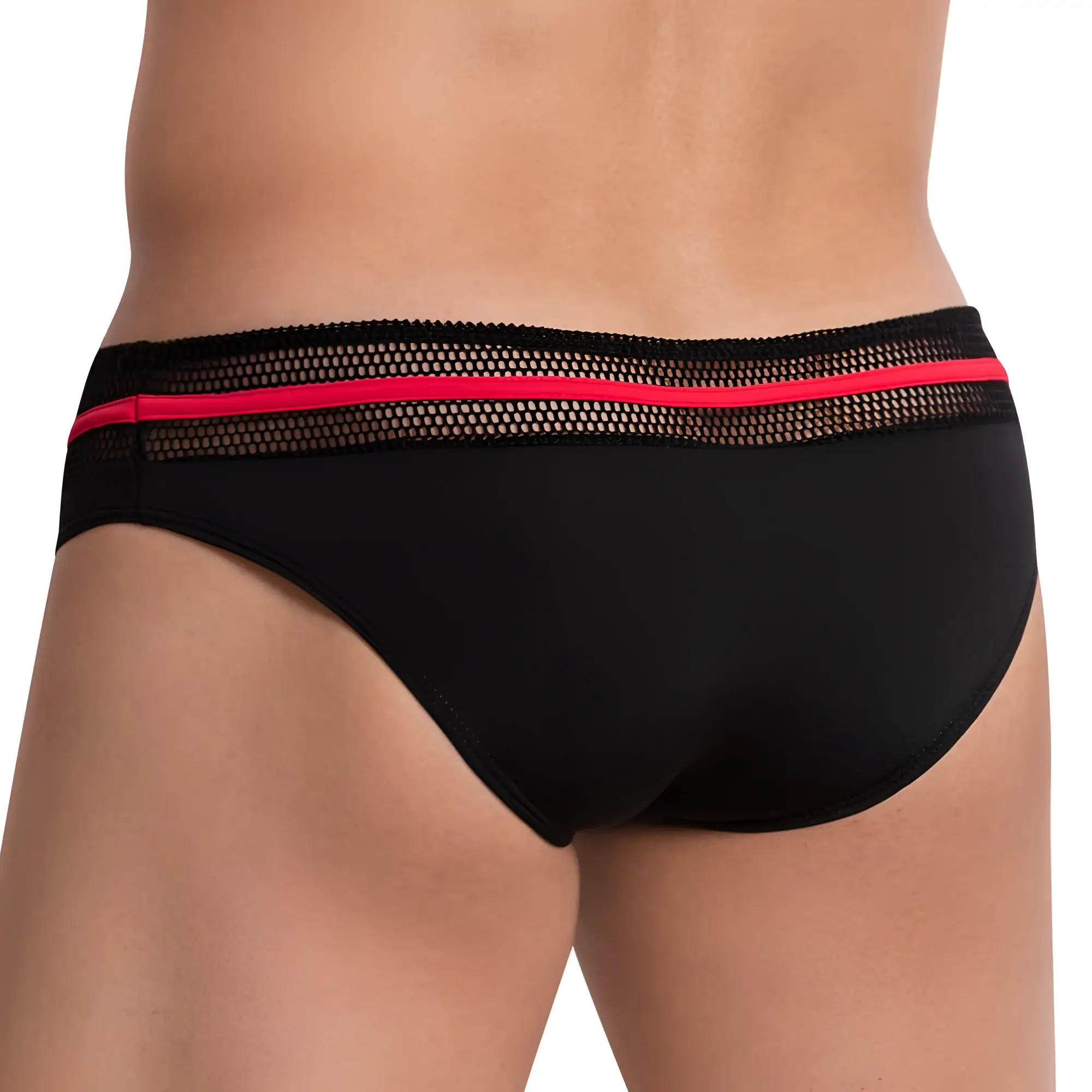 Black Daddy DDJ017 brief with a mesh waistband and vibrant pink stripe detailing for comfortable daily wear