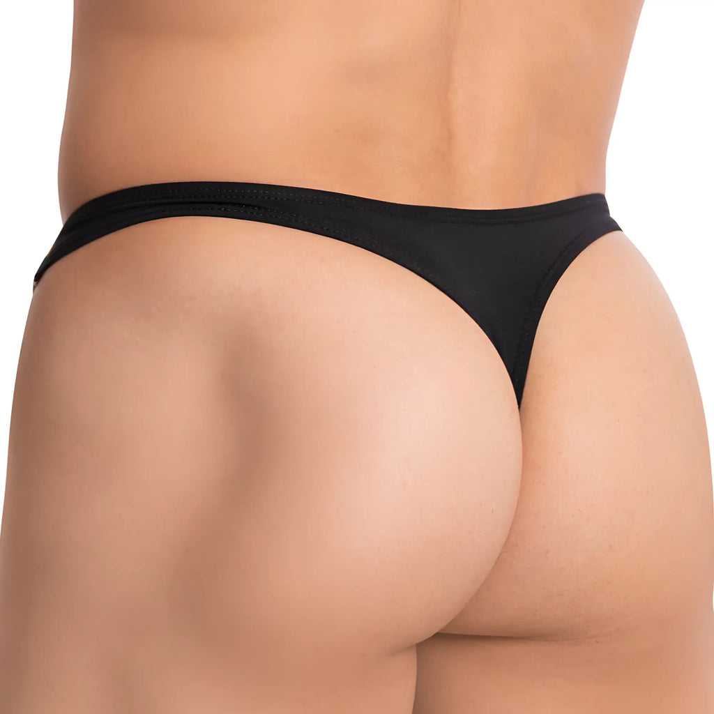 Black daddy ddk037 thong made of smooth stretchy fabric with a sleek minimalist design shown from the back side