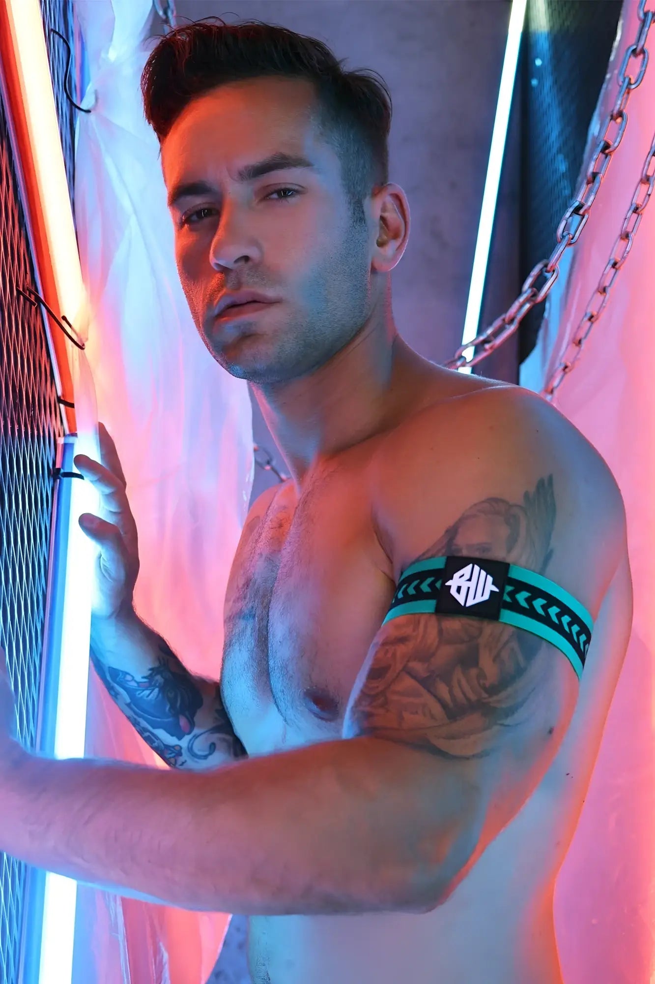Teal and black fabric armband with white logo from daddys favorite armbands designed for comfortable wear