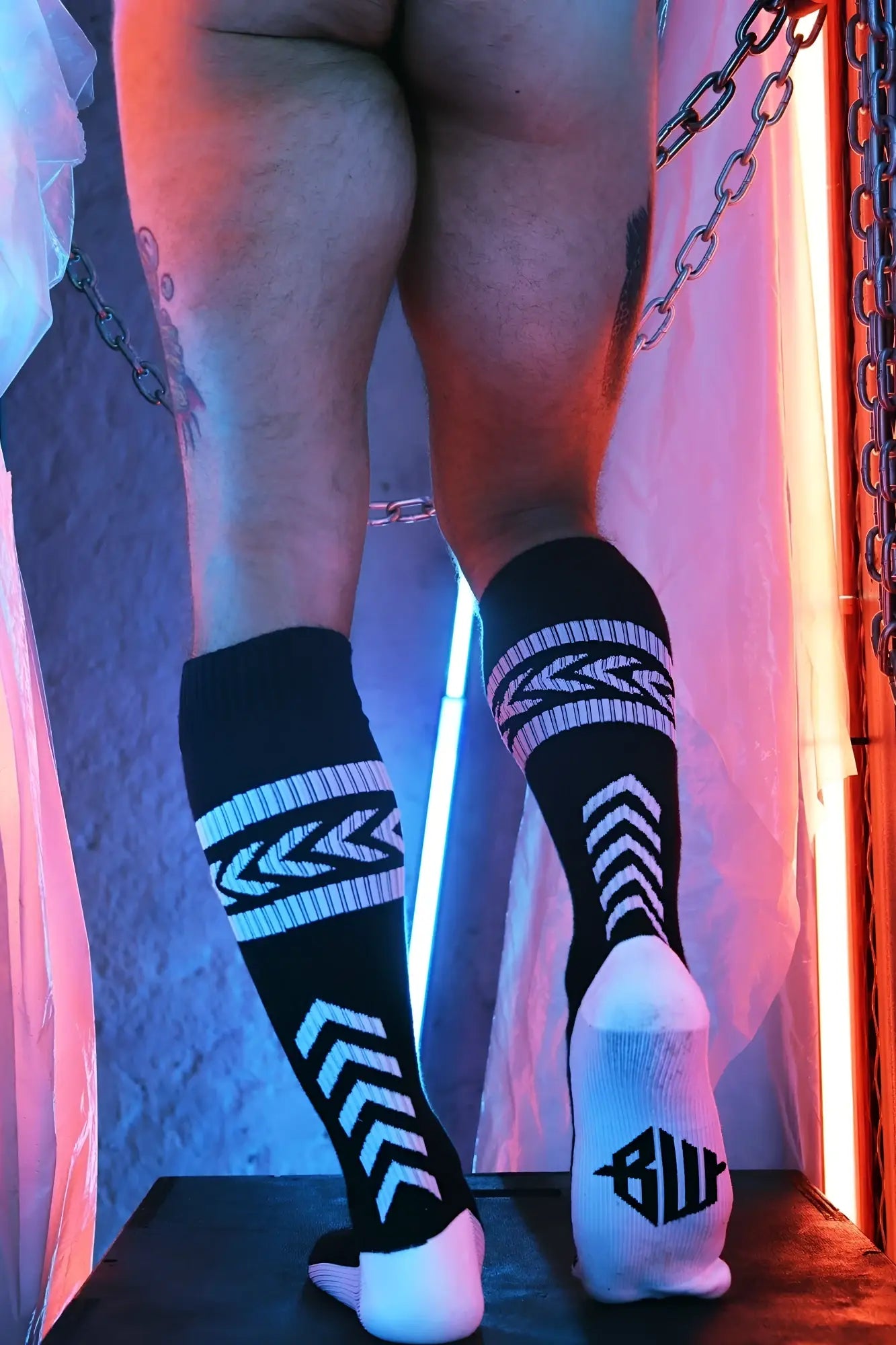 Daddy’s favorite socks knee-high socks with black and white bold geometric patterns perfect for stylish comfort