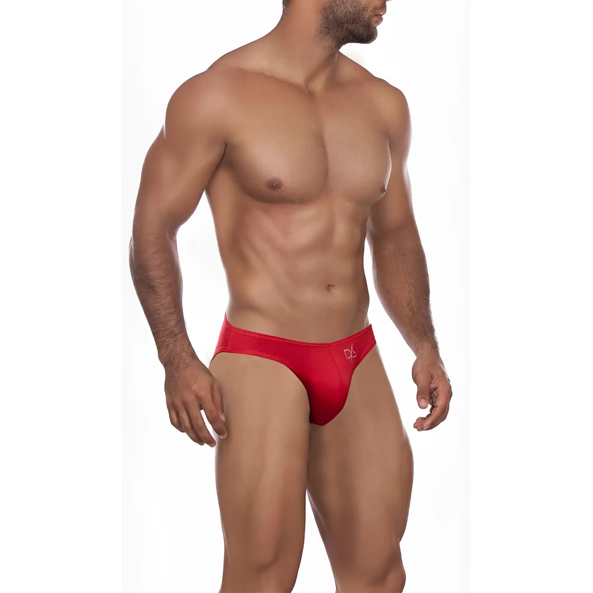 Red daniel alexander da648 bikini brief with subtle white logo on the side designed for comfortable everyday wear