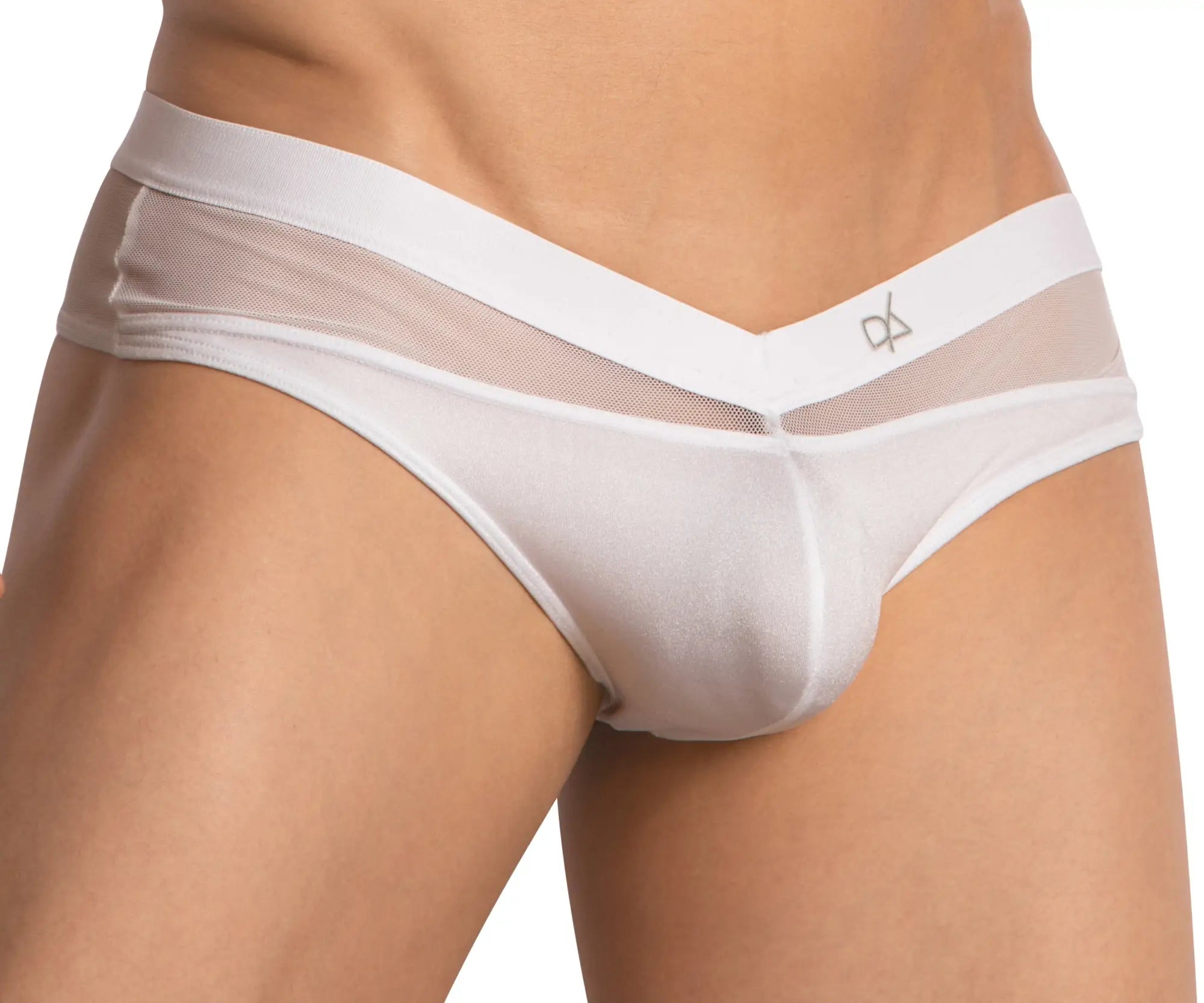 Daniel alexander dai098 bikini brief white mesh briefs with solid white waistband and subtle front logo