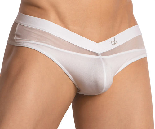 Daniel alexander dai098 bikini brief white mesh briefs with solid white waistband and subtle front logo
