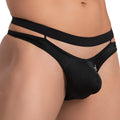 Black form-fitting men’s thong daniel alexander dak058 with dual elastic straps and smooth stretchy fabric back view