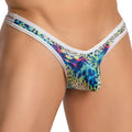 Daniel Alexander DAK076 thong featuring vibrant neon leopard print with white trim on a lightweight fabric