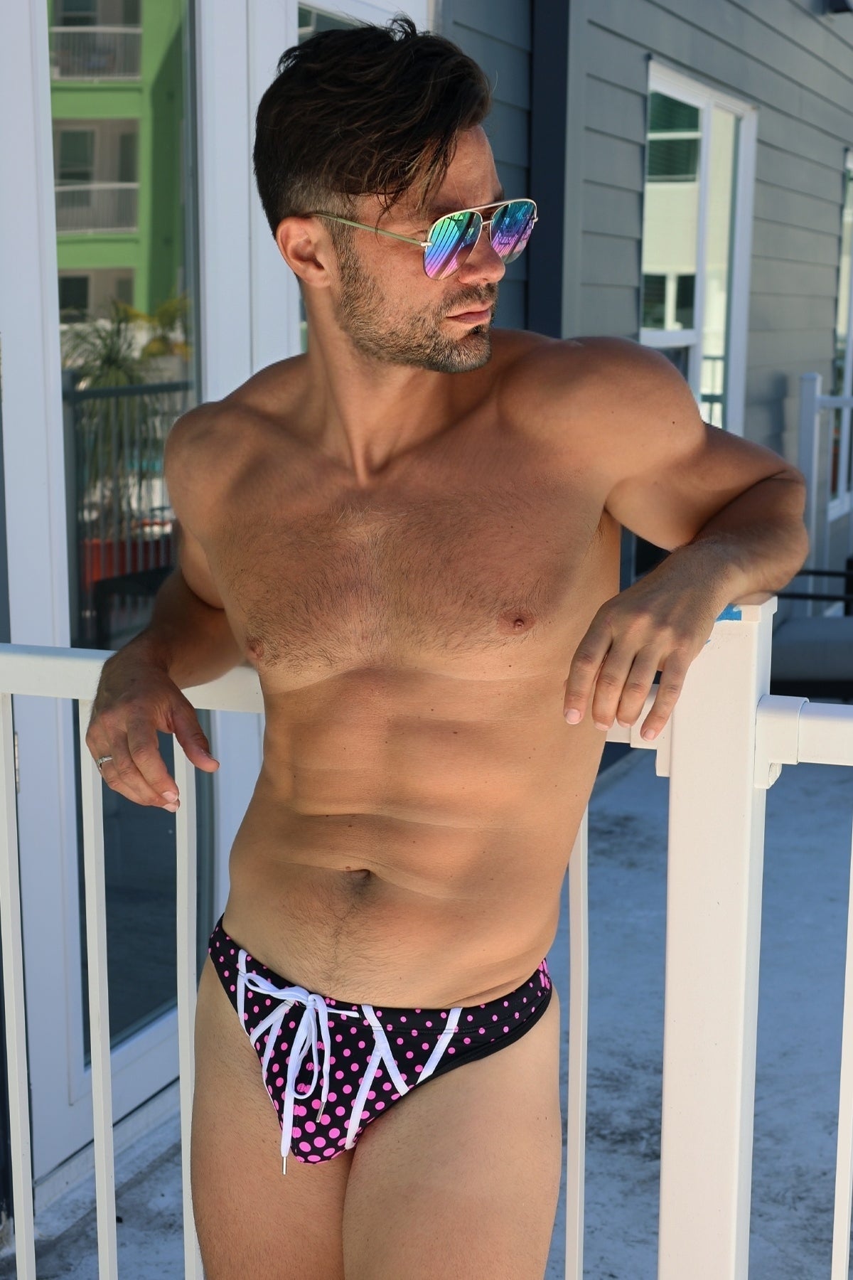 Daytripper Swim Thong - Pink Poppers